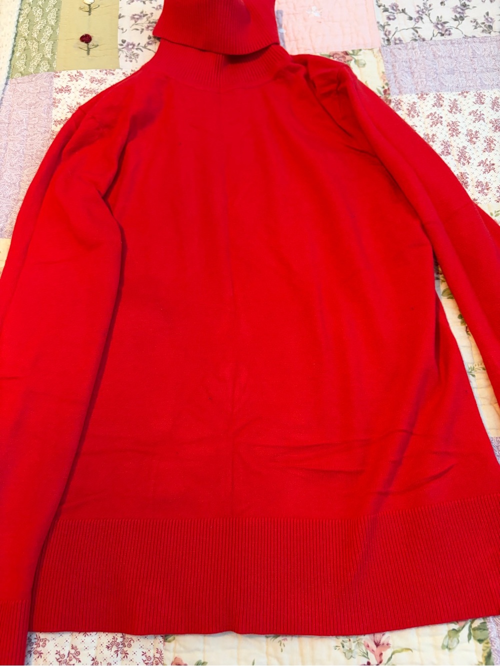 Red Women's Turtleneck Sweater - Lightweight Knit